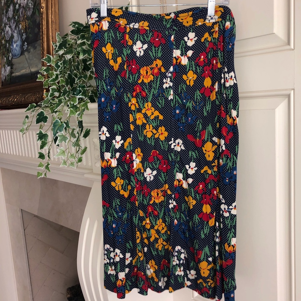 Tory Burch Iris Print Knit Midi Skirt Size L